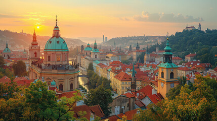 Obraz premium Typical scene Prague, Czech Republic city skyline