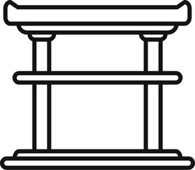 Asian style wooden altar standing on four legs with curved upper detail