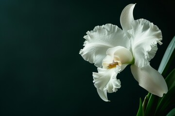 Fototapeta premium flower Photography, Cattleya, copy space on right, close up, Isolated on Black Background