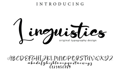 Linguistics Font Stylish brush painted an uppercase vector letters, alphabet, typeface