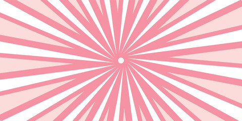 Candy color sunburst background. Abstract pink cream sunbeams design wallpaper. Colorful spinning lines for template, banner, poster, flyer. Sweet rotating cartoon swirl or whirlpool.t