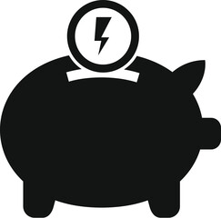 Black silhouette of a piggy bank with a lightning bolt inside a circle on top