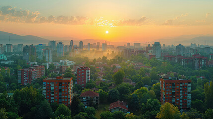 Fototapeta premium Skopje, North Macedonia city created with Generative AI technology