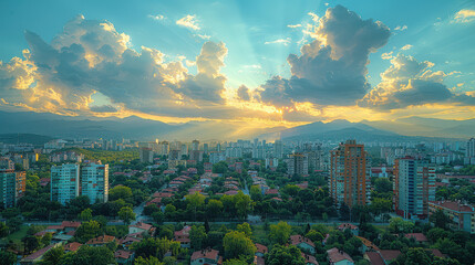 Fototapeta premium Skopje, North Macedonia city created with Generative AI technology