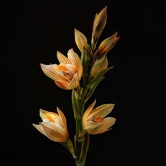 Fototapeta premium flower Photography, Phaius tankervilleae copy space on right, close up, Isolated on Black Background