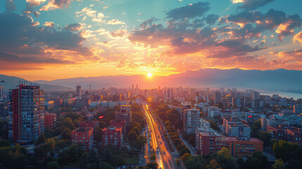 Fototapeta premium Skopje, North Macedonia created with Generative AI technology