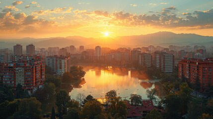 Fototapeta premium Skopje, North Macedonia created with Generative AI technology