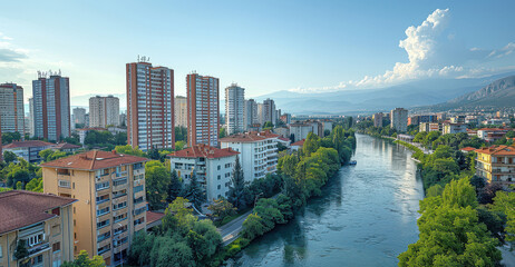 Obraz premium Skopje, North Macedonia created with Generative AI technology