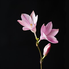 Obraz premium flower Photography, Spathoglottis plicata copy space on right, Isolated on Black Background