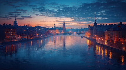Obraz premium Stockholm, Sweden city skyline created with Generative AI technology