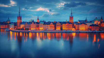 Obraz premium Stockholm, Sweden city skyline created with Generative AI technology