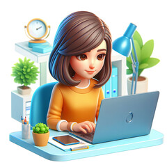 An illustration of a character engrossed in work on a laptop, with vibrant colors and a clean, modern design, exuding a focused atmosphere