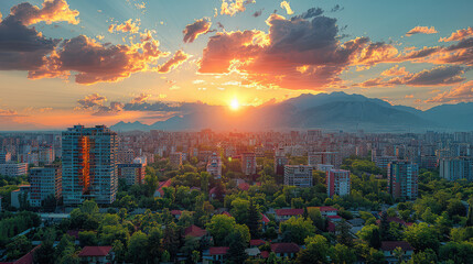 Obraz premium Tirana, Albania city skyline created with Generative AI technology