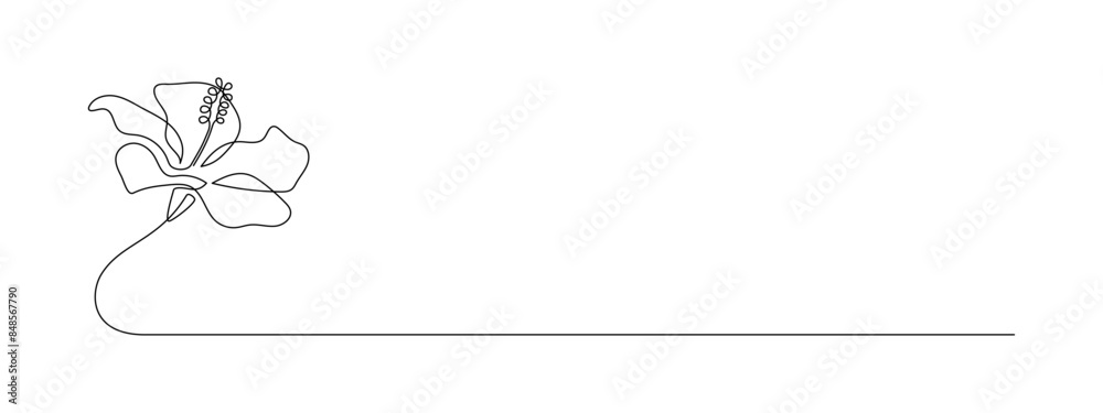 Aufkleber hibiscus flower in one continuous line drawing. floral abstract symbol in simple linear style. organ