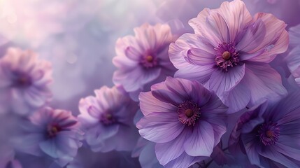 Obraz premium Beautiful Flower Background with Purple and Lilac Colours. Contemporary Floral Wallpaper