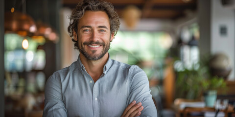 Fototapeta premium Portrait of Cheerful Businessman with Arms Folded
