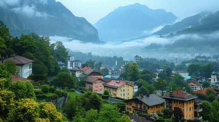 Fototapeta premium Vaduz, Liechtenstein city skyline created with Generative AI technology