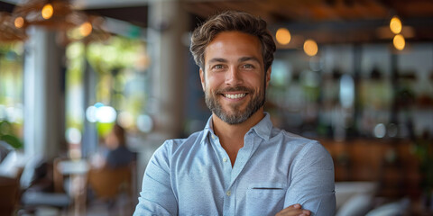 Obraz premium Portrait of Cheerful Businessman with Arms Folded