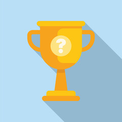 Golden trophy is showing a question mark, symbolizing the unknown outcome of a competition