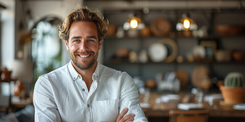 Fototapeta premium Portrait of Cheerful Businessman with Arms Folded