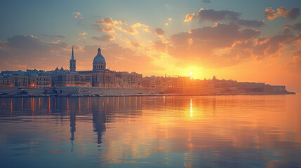 Obraz premium Valletta, Malta city skyline created with Generative AI technology