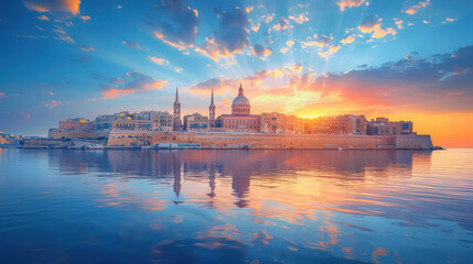 Fototapeta premium Valletta, Malta city skyline created with Generative AI technology