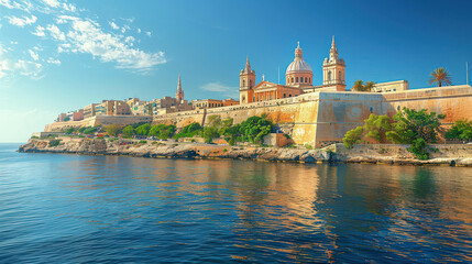 Fototapeta premium Valletta, Malta city skyline created with Generative AI technology
