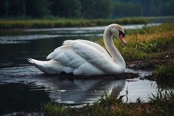 Obraz premium swan on the lake ai generate