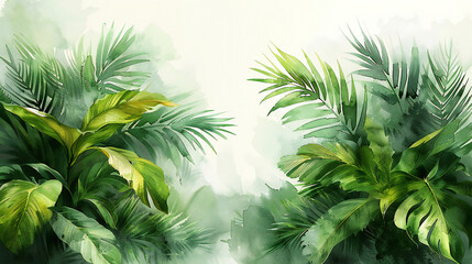 Vector Watercolor Palm Leaves