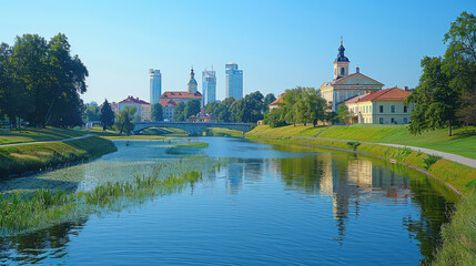 Vilnius, Lithuania city skyline created with Generative AI technology