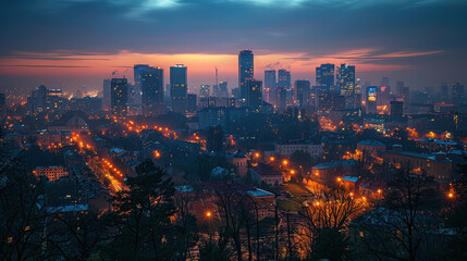 Obraz premium Vilnius, Lithuania city skyline created with Generative AI technology