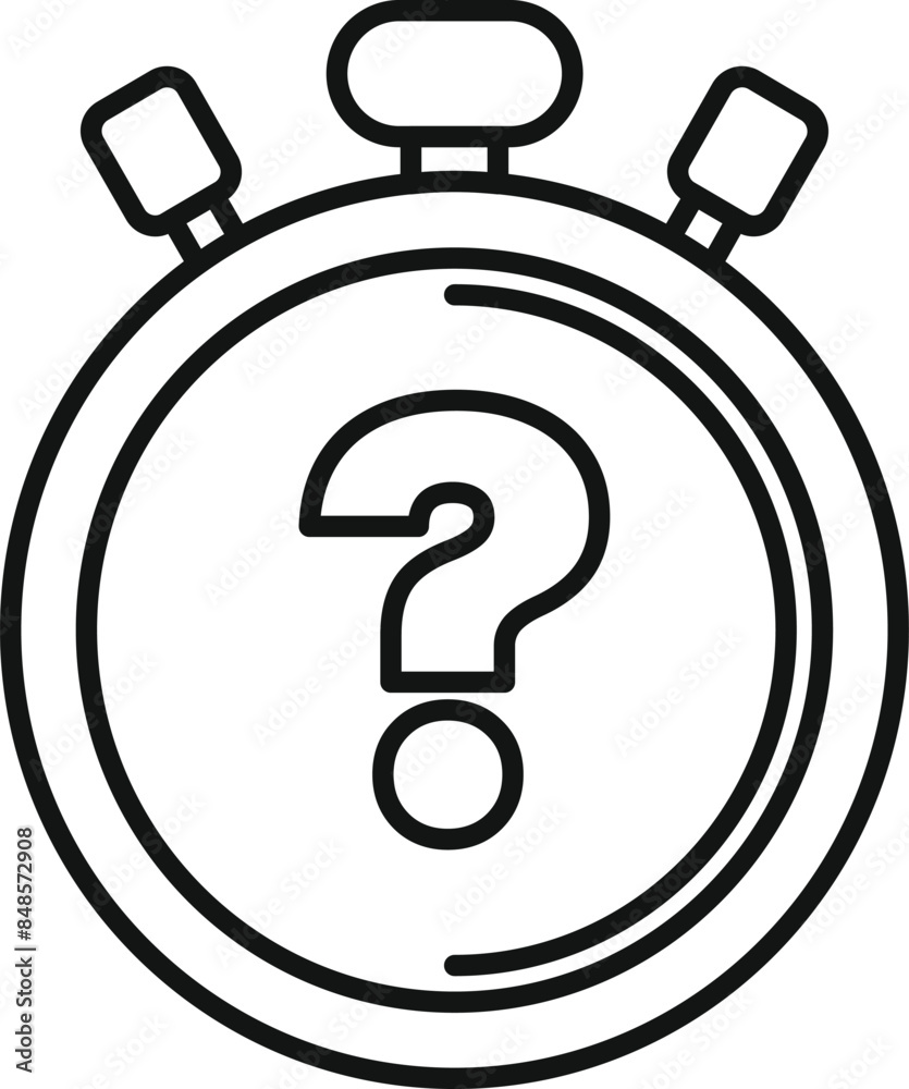 Poster simple stopwatch is showing a question mark, representing a time limit for answering a question