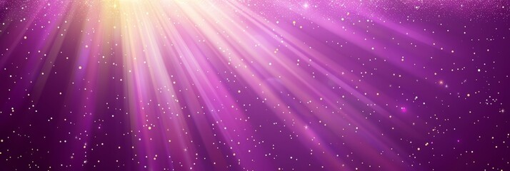 Fototapeta premium Majestic magenta light burst abstract rays on dark background with purple and golden sparkles