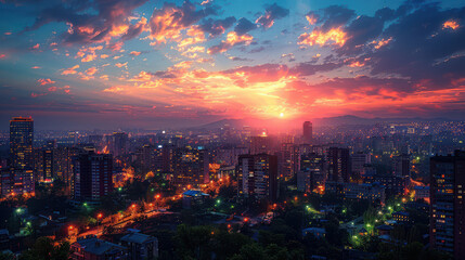 Obraz premium Yerevan, Armenia city skyline created with Generative AI technology