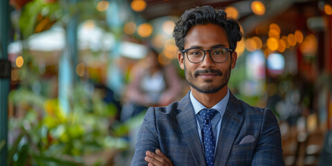 Fototapeta premium Happy Confident Wealthy Young Indian Business Man
