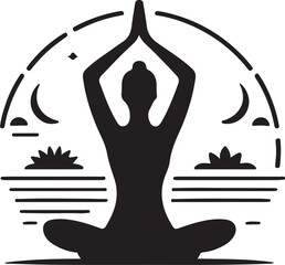 International Yoga Day Silhouette vector illustration