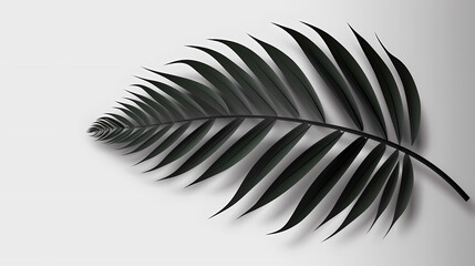 Realistic transparent shadow from a leaf of a palm tree on the white background. Tropical leaves shadow. Mockup with palm leaves shadow.