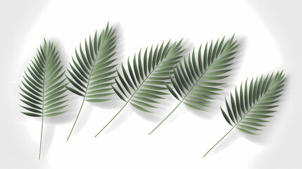 Realistic transparent shadow from a leaf of a palm tree on the white background. Tropical leaves shadow. Mockup with palm leaves shadow.