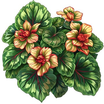 colorful begonia flowers and leaves clip art preview