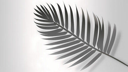Fototapeta premium Realistic transparent shadow from a leaf of a palm tree on the white background. Tropical leaves shadow. Mockup with palm leaves shadow.