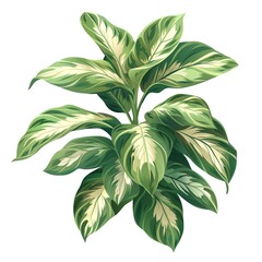 A nerve plant clipart, house plant element, green and white, isolated on white background