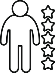 Stick figure giving five star rating in a customer feedback survey