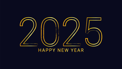 2025 new year asian chinese. Digit design. Happy new year text design template gold color. For postcard calendar banner web page. Vector illustration.