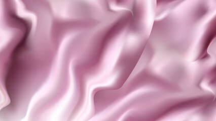 3d design with silk texture cloth background. Lilac silk drapery. Luxurious satin fabric. Product advertising design. Vector realistic illustration.