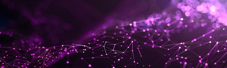 Abstract purple background with connecting dots and lines. Structure and communication. Plexus...