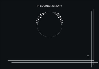 Funeral vector card. Empty card. Digital Funeral Announcement Invitation Template in vector Illustrator	