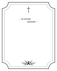 Funeral vector card. Empty card. Digital Funeral Announcement Invitation Template in vector Illustrator	