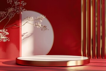 red stage Product presentation blank podium