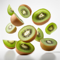 Fototapeta premium 키위, Kiwi, Fruit, 과일, Green, 녹색, Brown skin, 갈색 껍질, Fuzzy, 보송보송한, Tangy, 새콤한, Sweet, 달콤한, Vitamin C, 비타민 C, Nutrients, 영양소, Antioxidants, 열대의, Actinidia, 아티니디아속, Edible, 먹을 수 있는, Seed, 씨앗, Slice, 슬라이스,