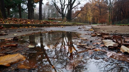 Puddle in park during off season